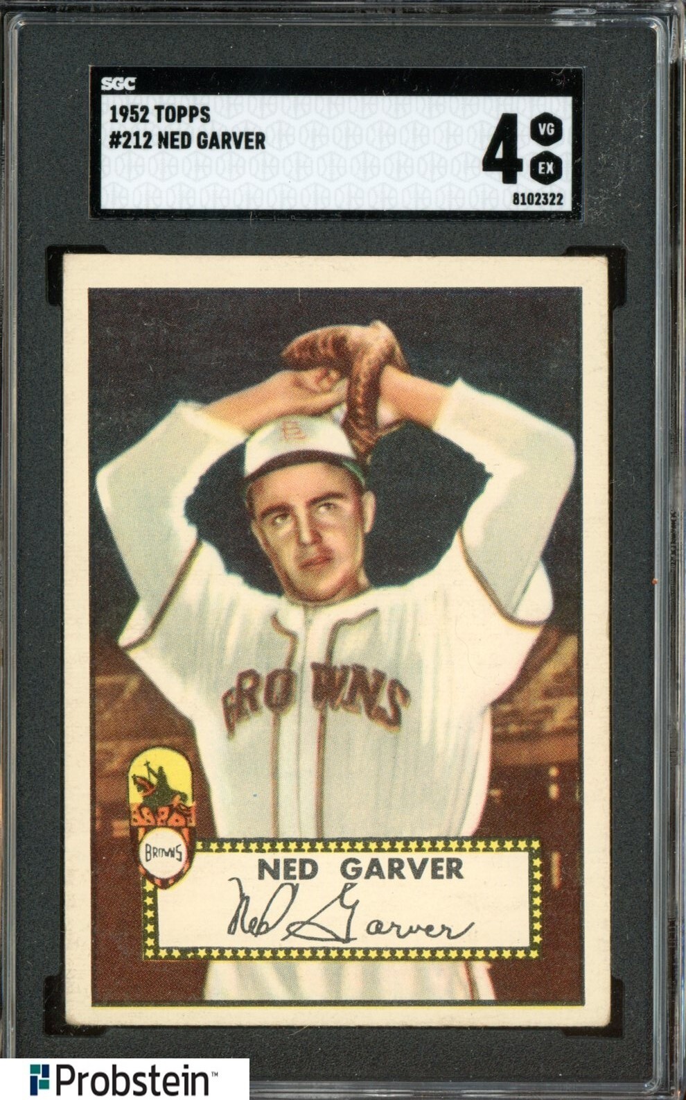 1952 Topps #212 Ned Garver St. Louis Browns SGC 4 VG-EX