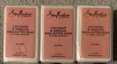 3 Shea Moisture Coconut & Hibiscus Shea Butter Soap W/ Songyi Mushroom-8oz