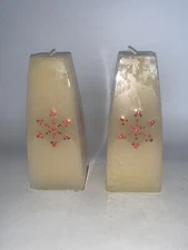 Pair Chesapeake Bay Candle SQUARE MONUMENT CHRISTMAS SNOWFLAKE Candles Sealed