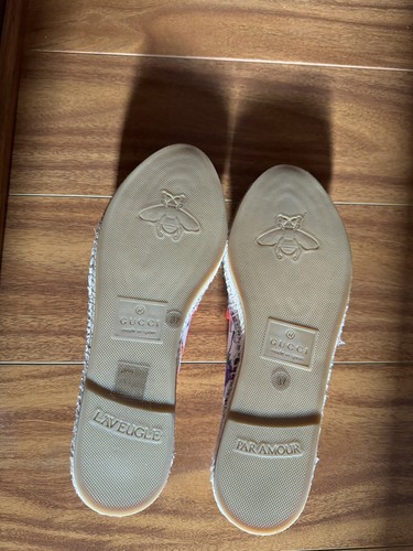 Gucci Espadrille Canvas & Leather Flora Women Size 37 - Picture 10 of 11