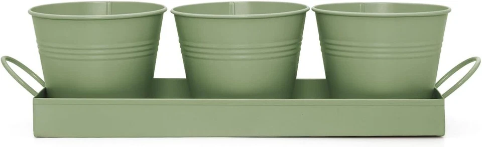 Indoor Herb Planters Tray Kitchen Windowsill Plant Pot With Handle Charcoal Set - Image 4 of 4