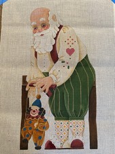 RARE 1989 Melissa Shirley Needlepoint Canvas Large Santa w/ Toy 9 x 17