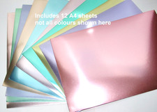 12 x A4 Sheets Pastel Mix Mirri Mirror Card Stock 220gsm P&P Discount
