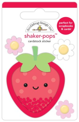 Doodlebug Stickers Shaker-Pop 3D Berry Sweet Strawberry Smiling Face Flowers