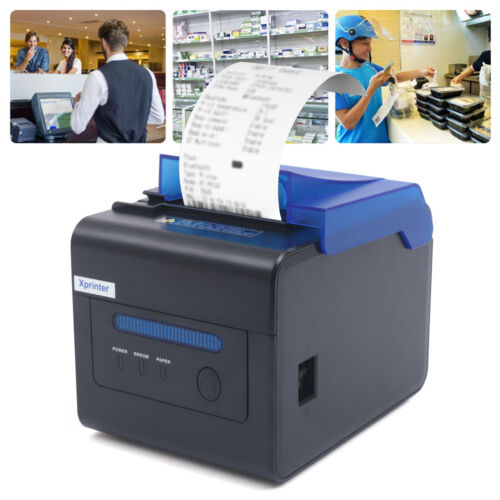 80mm Thermal Receipt POS Printer Auto Cutter USB COM LAN Port 300mm/s US - Afbeelding 1 van 12