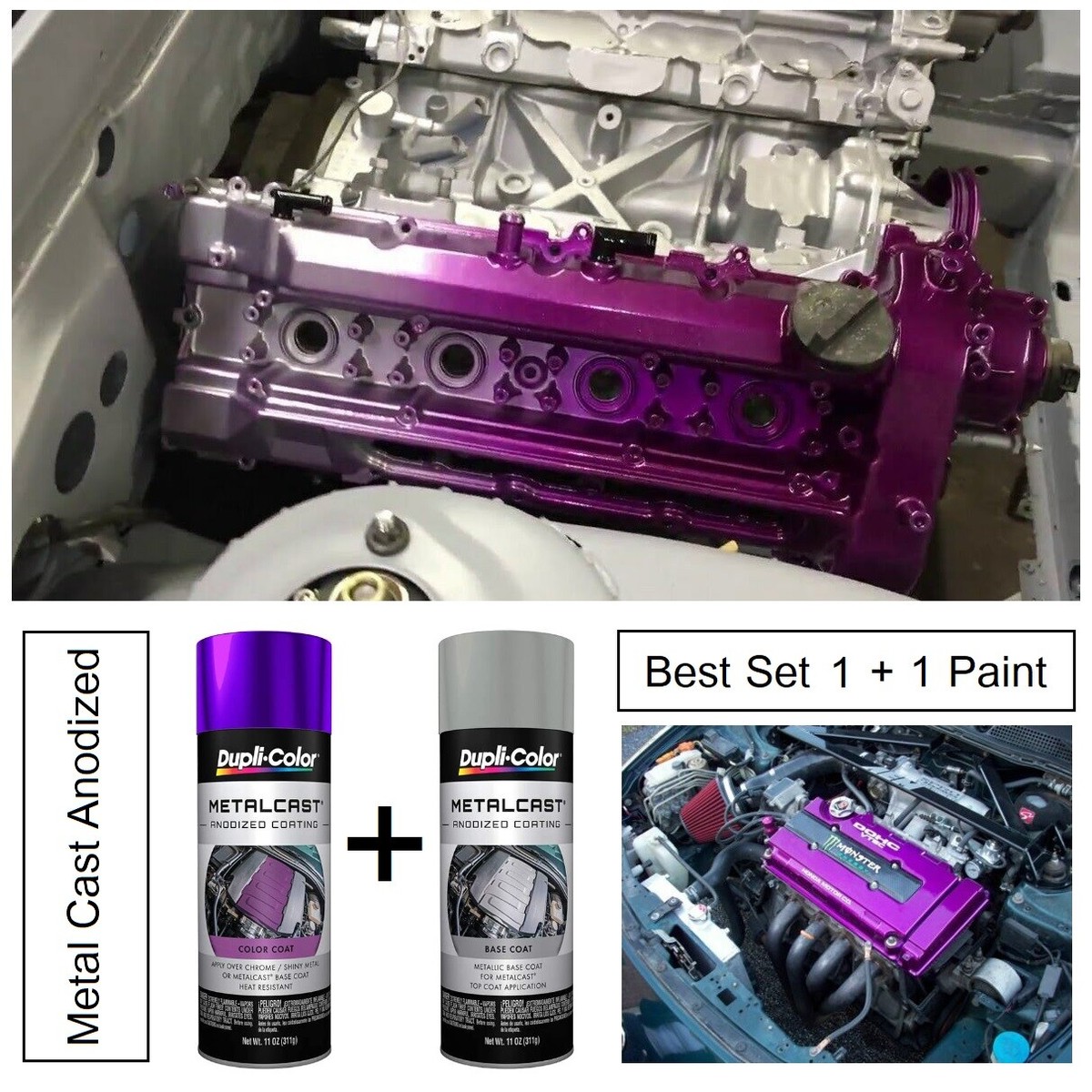 Anodized Purple Metal Cast Caliper Engine Valve Cover Paint