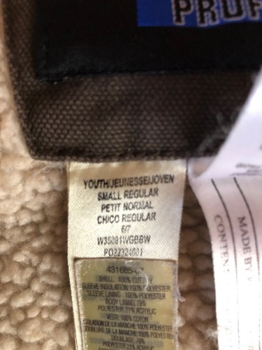 Youth Unisex Walls Blizzard Pruf Duck Canvas Sherpa Lined Jacket Size SM Reg 6/7 - Picture 5 of 5