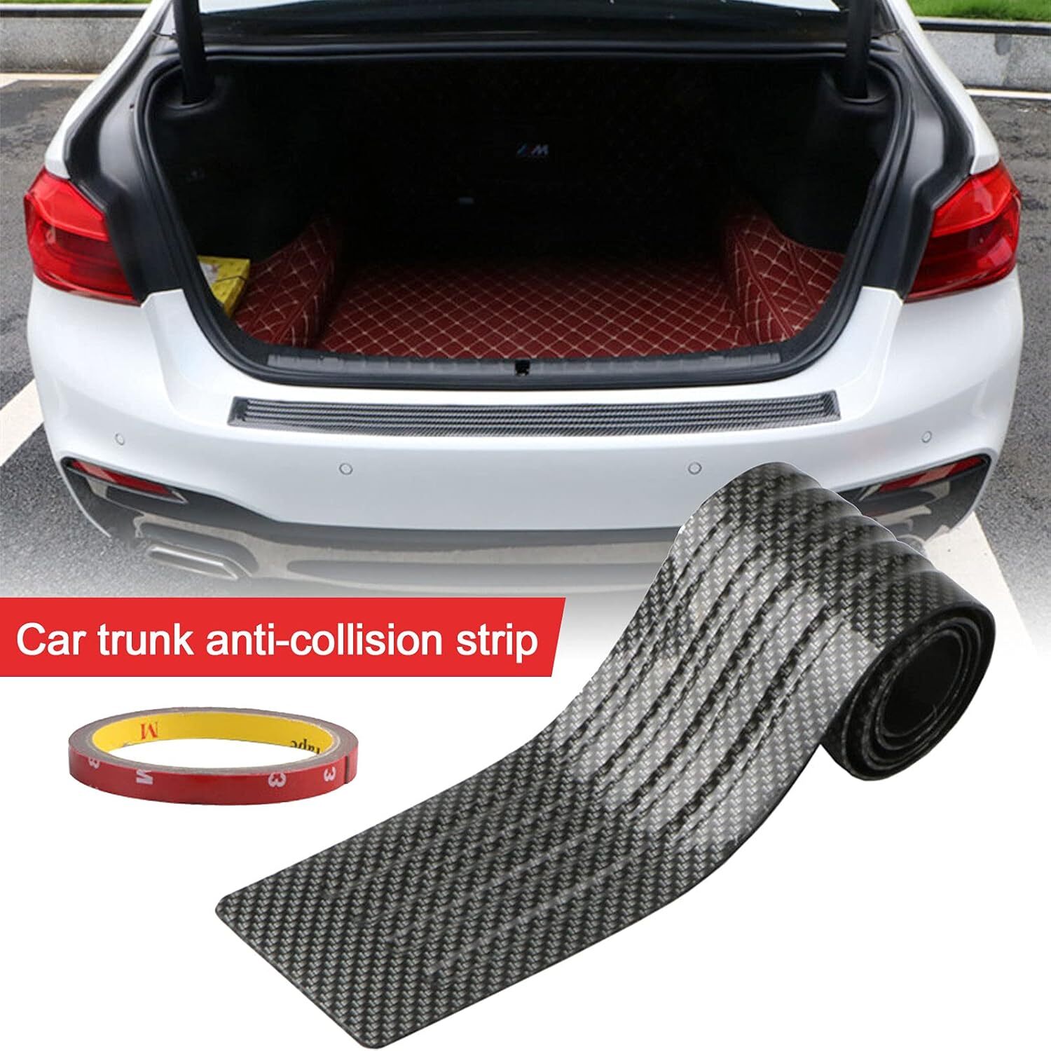 Carbon Fiber Car Trunk Bumper Protector Sill Guard Cover