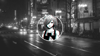 Anime girls nature urban blurred glitch art monochrome Playmat Game Mat Desk