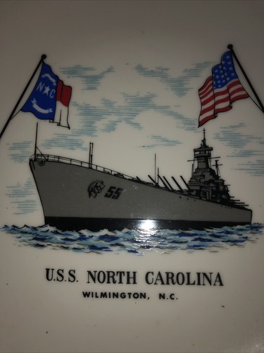 U.S.S. North Carolina Schlachtschiff Sammelteller 8 1/2" Vintage - Bild 2 von 4