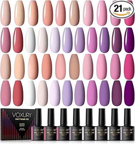 Gel Nagellack Set Pfirsich Rose Gelnagel Rot Gelb Nagelgel Langanhaltend Glitzer - Bild 12 von 17