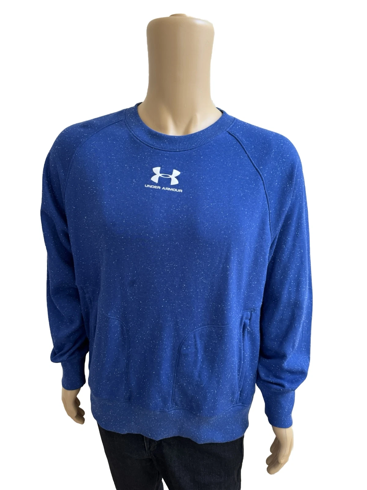UA Under Armour Cotton Solid Sweatshirt Sweater Blue Loose Men’s Large L