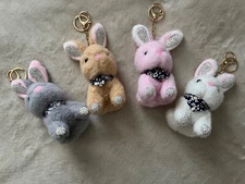 fashion plush bunny school bag keychain NEW  gray beige pink white