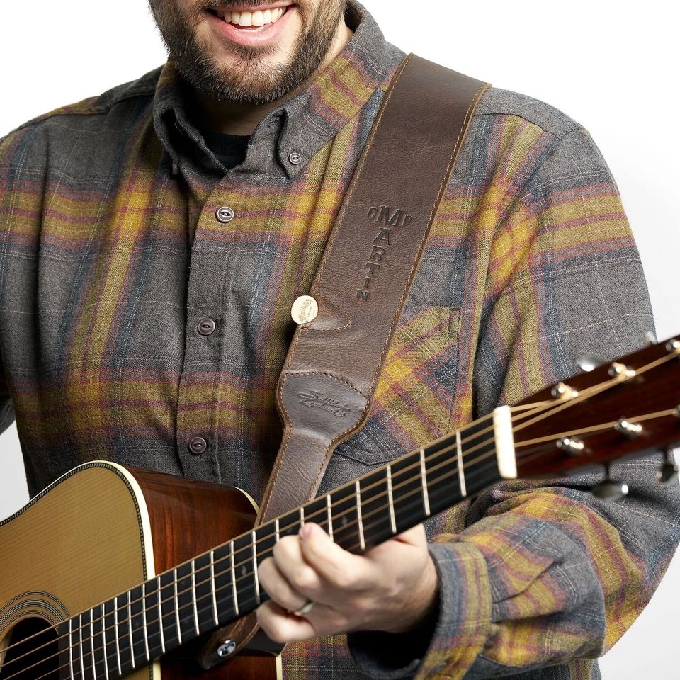 Correa de guitarra de cuero marrón oscuro Luxe by Martin A0145 Saddleback Foto 2 de 2