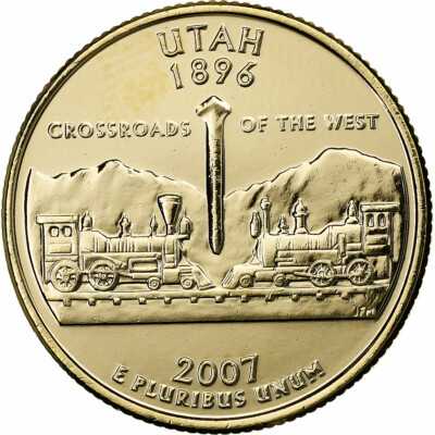 【新品未使用】2007年発行 ユタ州Quarter 1 バンク•ロール 1158614] United States, Quarter, Quarter Dollar, 2007, U.S.