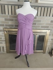 Davids Bridal Bridesmaid Dress Dusty Purple Cocktail Prom Holiday Formal 12