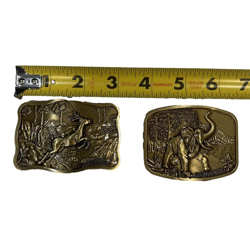 Vintage 90s Jenny & The Boys Tan Genuine Leather Brass Buckle Belt Small Vintage 1990s Jenny & the Boys Statement Gold Tooled Leather  main image 3