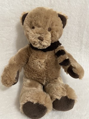 Brookstone NAP Brown Tan Teddy Bear Plush Stuffed Striped Scarf 15
