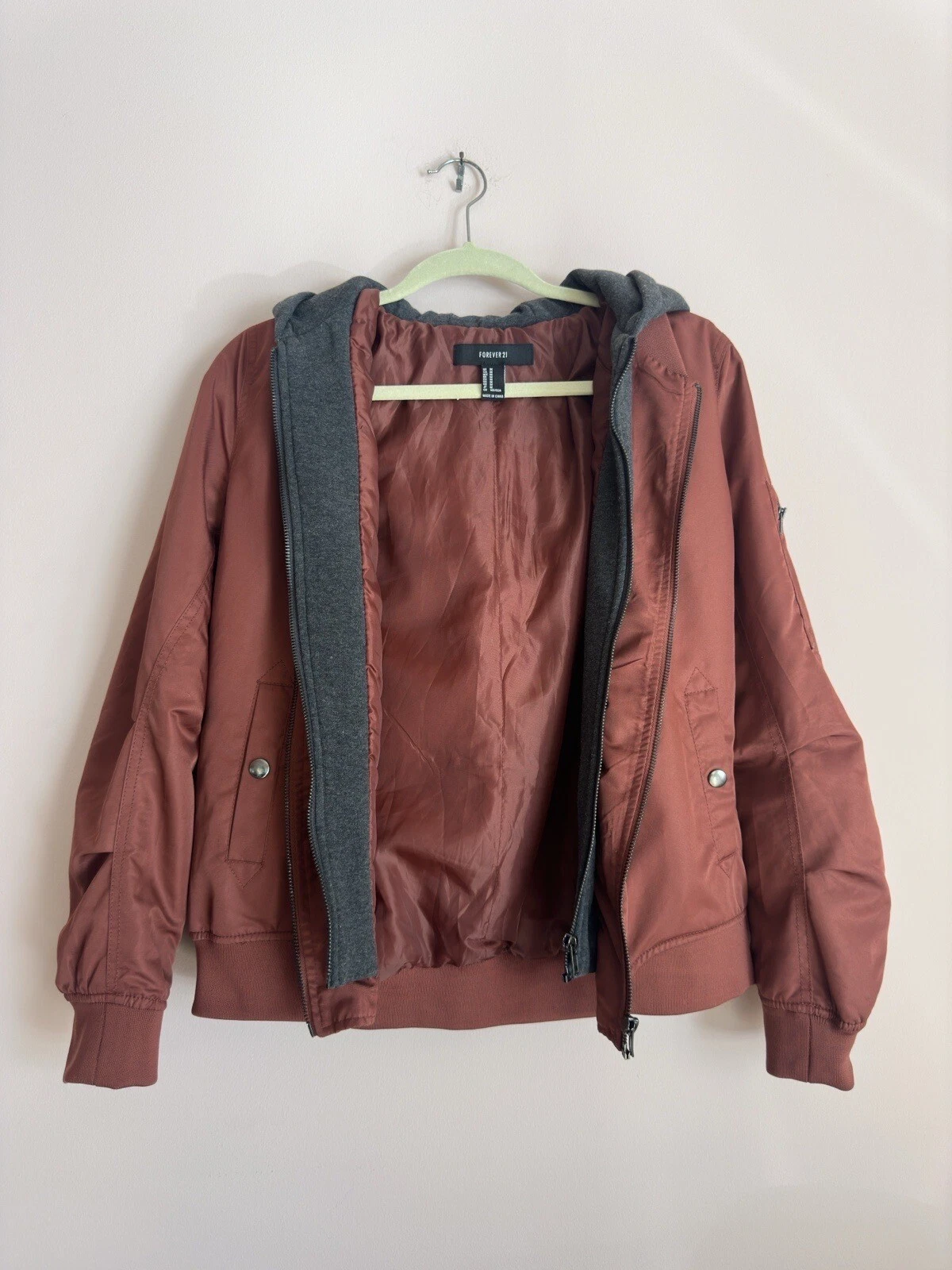 Red Lined Bomber Jacket Medium