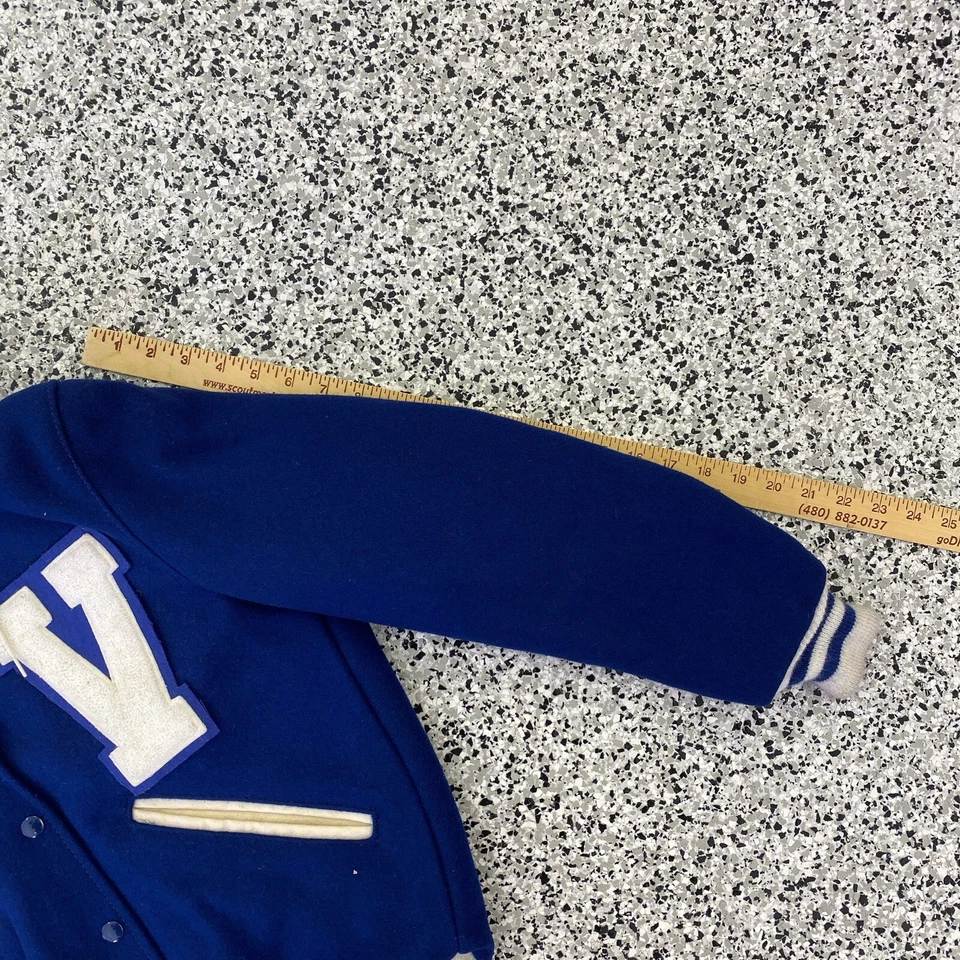 Chaqueta Universitaria Letterman De Lana De Colección Talla 36 Azul Delong Capucha Dividida Foto 4 de 4