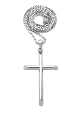 Silver Tone Holy Cross Pendant & 18"~ 24" Box Cuban Rope Chain Hip Hop Necklace