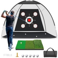 x7FT Golf Hitting Net with Practice Mat, Target Pockets, Balls Carry Bag