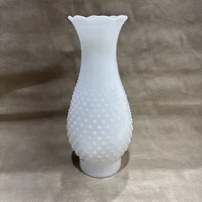WHITE 9.5" x 3" OPAL LAMP CHIMNEY Hobnail MILK GLASS Hurricane Oil Shade 10906