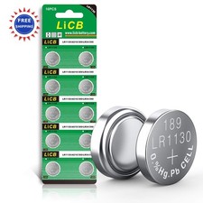 Battery LR1130 AG10 1.5V 10 Pack LiCB Long Lasting Alkaline Button Cell