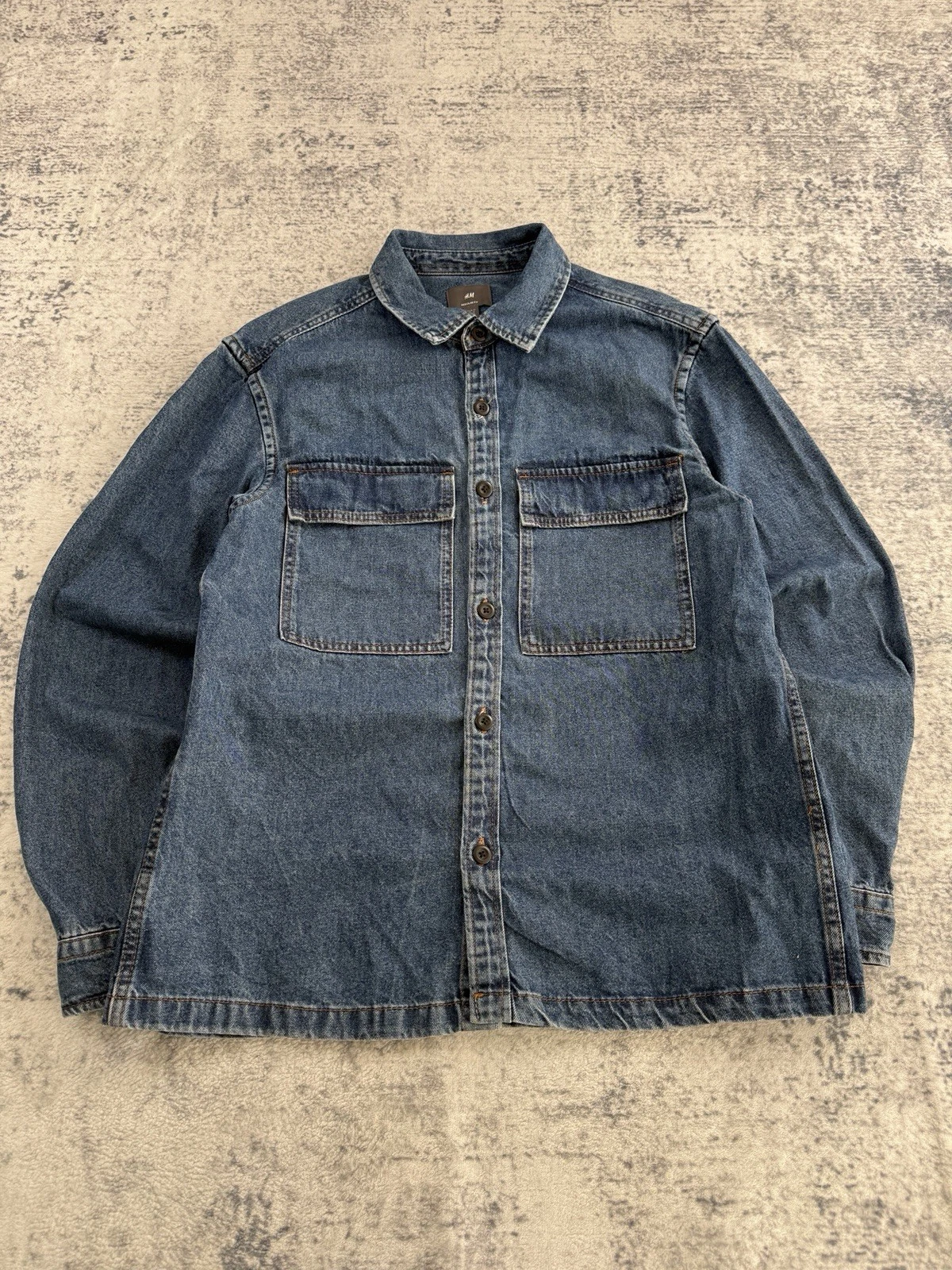 H&M Denim Jacket Mens Medium Blue Chore Utility Oi Polloi Workwear Overshirt