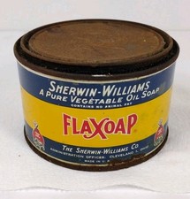 Vintage Sherwin-Williams Flaxoap Pure Vegetable Oil Soap 1 Pound Metal Can