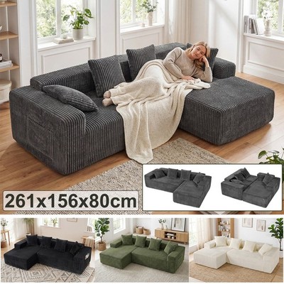 Modulares Sofa Couch 3-Sitzer mit Ottomane Links/ rechts Freistehend Schlafsofa