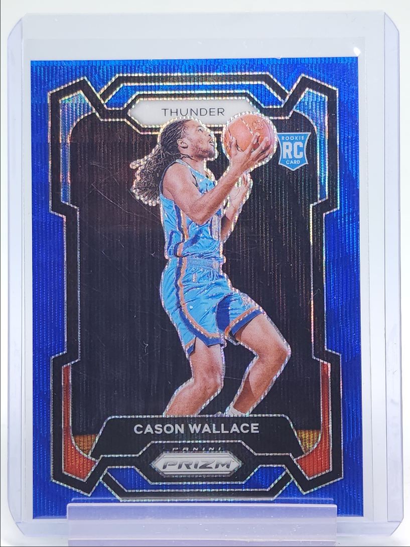 CASON WALLACE 2023-24 PANINI PRIZM ROOKIE BLUE WAVE THUNDER #139 RC Q2046