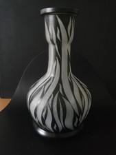 Shisha Base Bowl Steckbowl grün weiß Glas kein Gewinde Flammen Streifen Dekor 