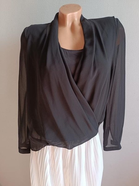 Women AllSaints Shirt Black Silk 36 #4VLP