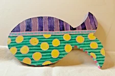 Handcrafted/Handpainted wooded Fish/varnished for in or outside 9.5"