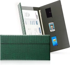 Leather Car Registration and Insurance Holder with Magnetic Dark Green