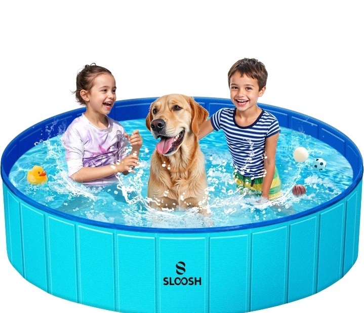 Piscina plegable SLOOSH - Piscina portátil de plástico duro para perros... C1