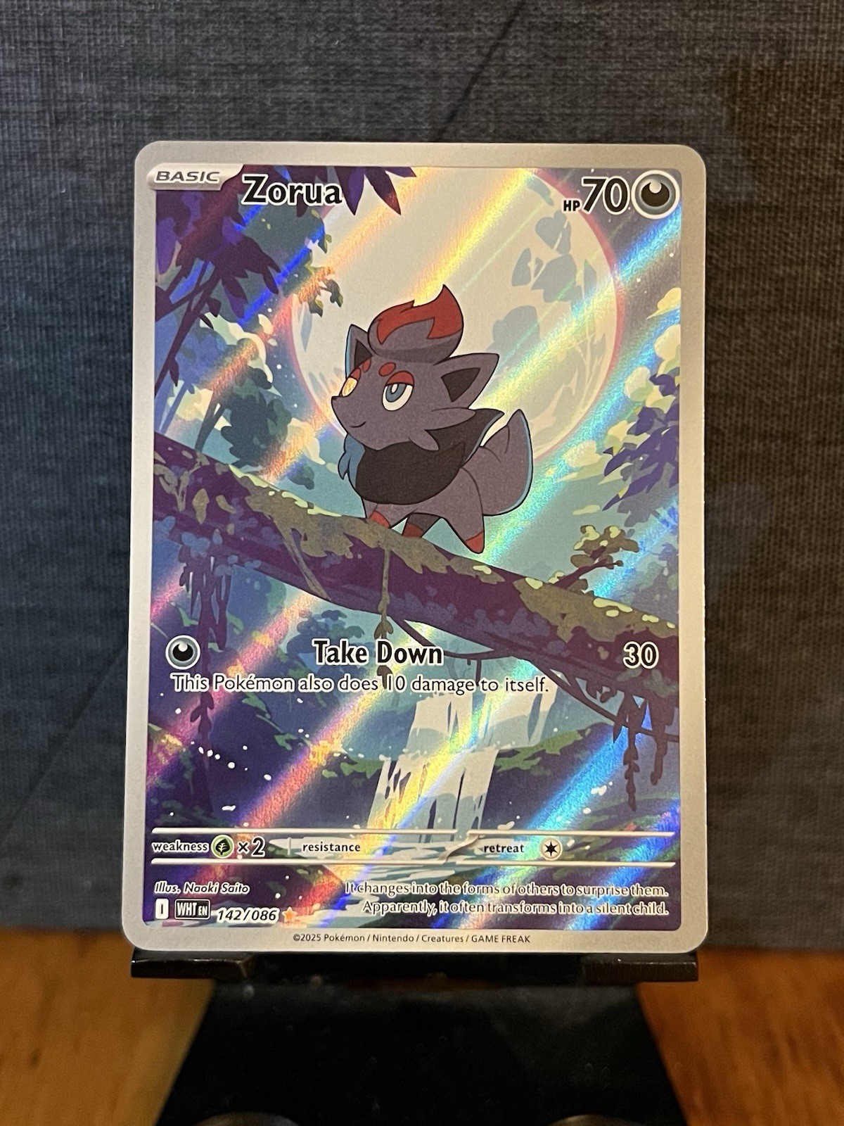 Zorua 142/086 Sv: White Flare Holo Illustration Rare Near Mint