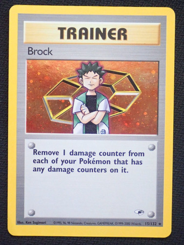 BROCK 15/132 - POKEMON GYM HEROES HOLO RARE CARD WOTC - MP
