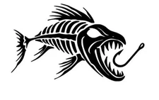 Bone Skeleton Fish Vinyl Car Window Decal Sticker Fishing 