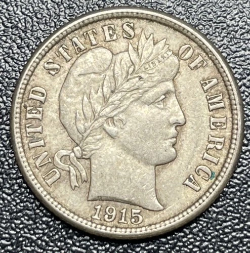 1915 P Barber Silver Dime 10c AU About Uncirculated