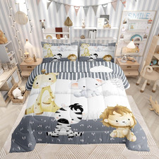 Castle Fairy Cute Animals Comforter Set Kawaii Lion Bedding Set For Kids Girls