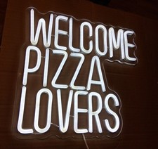 Welcome Pizza Lovers Neon LED Sign 13"X 13" Approximate Dimmable With USB Power