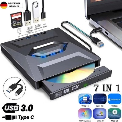 Externes CD/DVD RW Laufwerk USB 3.0 Brenner Player Für PC Laptop Wins7/10/11 Mac