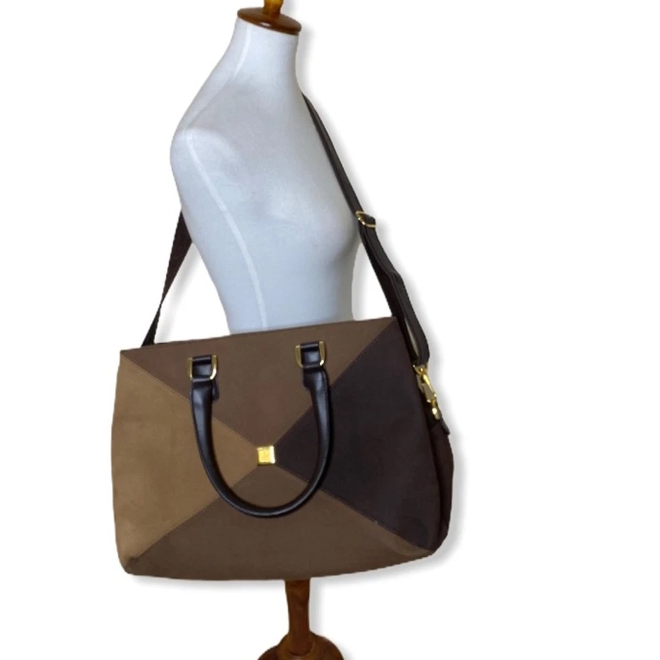 DVF Tri-Tono Marrón Grande Bolso de Noche Foto 3 de 4