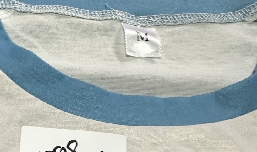 Dog Pattern Denim Patchwork Art T-Shirt Size M - image 7