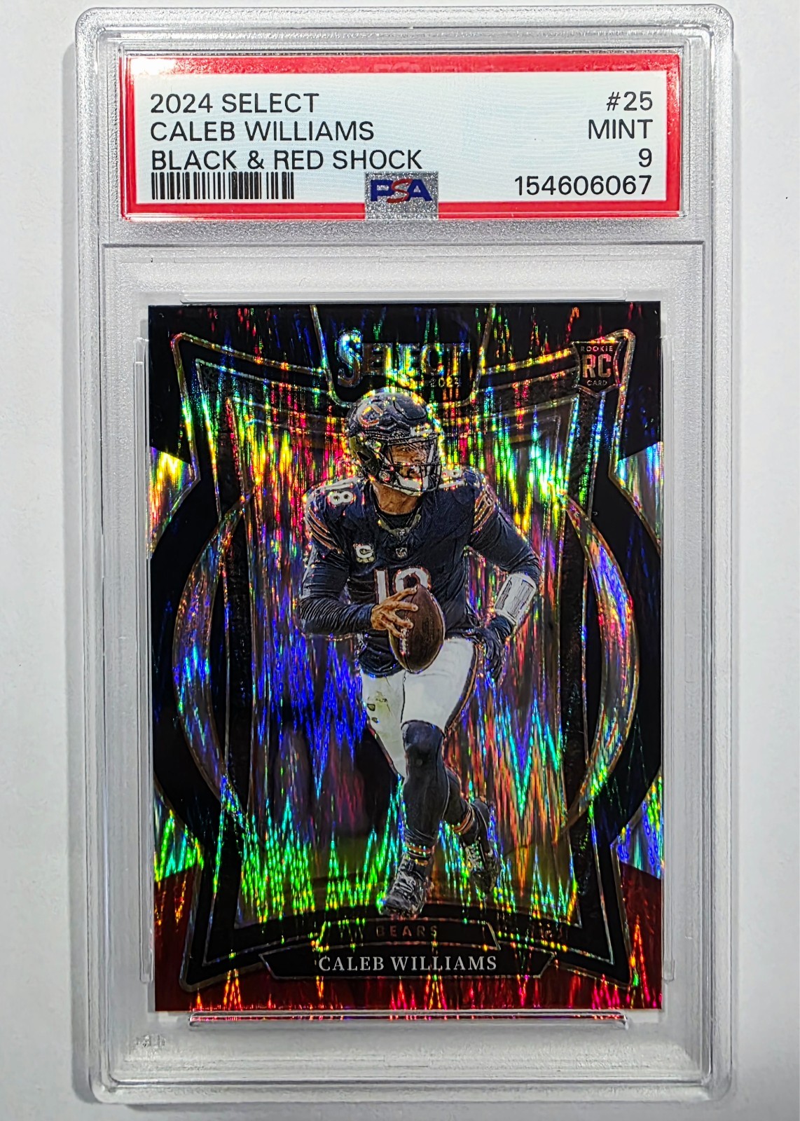 2024 Select # 25 ● Caleb Williams RC ● Concourse ● Black and Red Shock ● PSA 9!! view 6