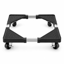 Washing Machine Stand with Wheels, Movable Fridge Adjustable Black