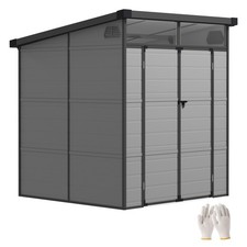 Gerätehaus Kunststoff 3,24m³ 190x191x215cm Geräteschuppen mit Pultdach Hellgrau