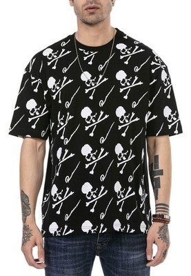 Redbridge Herren T-Shirt Oversized Wanted Dead or Alive Wide Cut Skull Allover